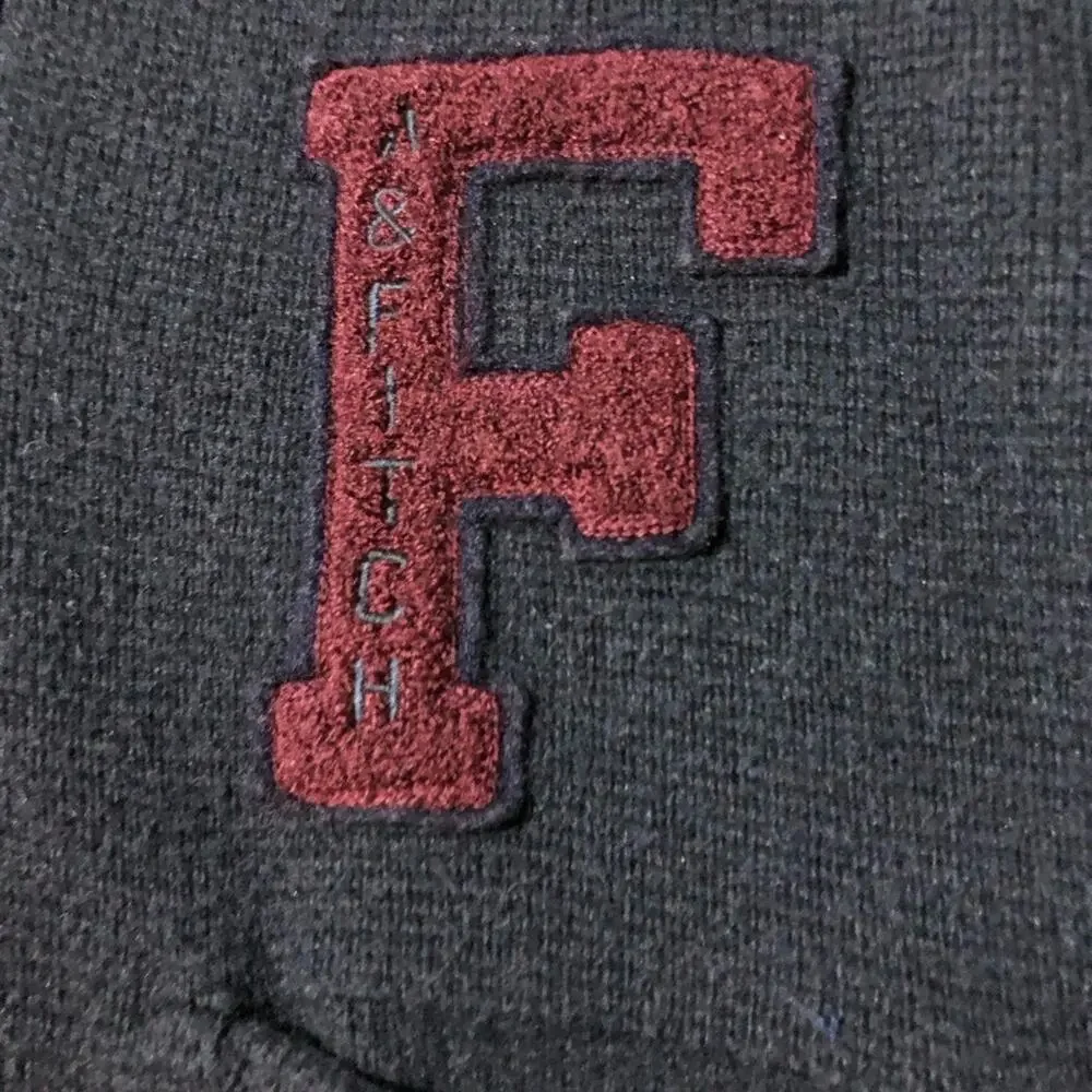 Vintage Abercrombie Fitch varsity v neck navy blue cardigan sweater mens M y2k